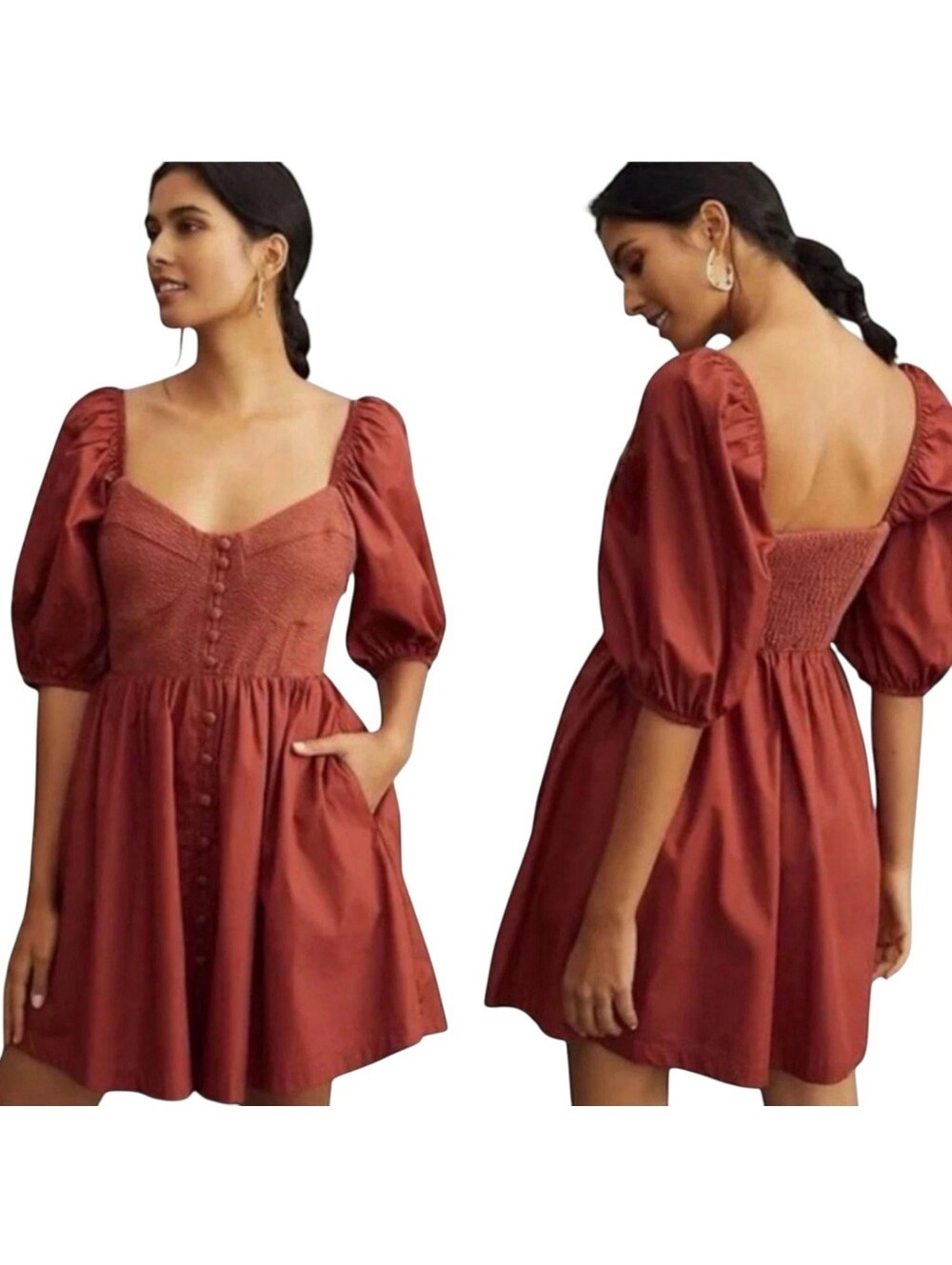 Maeve Anthropologie Puff Sleeve Babydoll Dress In S